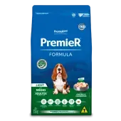 Racao Premier Formula Light Caes Adultos Racas Medias Frango 15kg frente